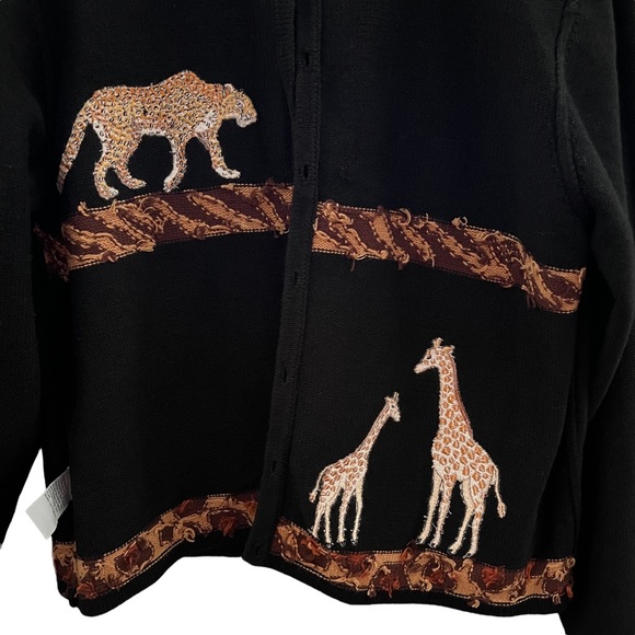 Marisa Christina Classics Petite Animal Cardigan Sz Small - Picture 8 of 10